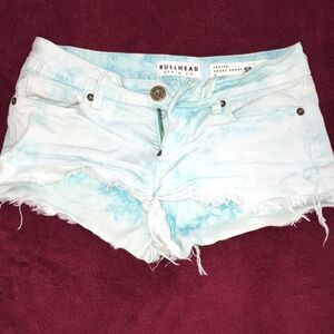 Bullhead Mint Bleached Denim Cutoff Shorts Frayed Hem Size 1
